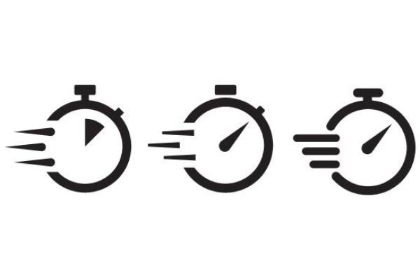 Shortest speed and time limit stopwatch vector icon black and white set material